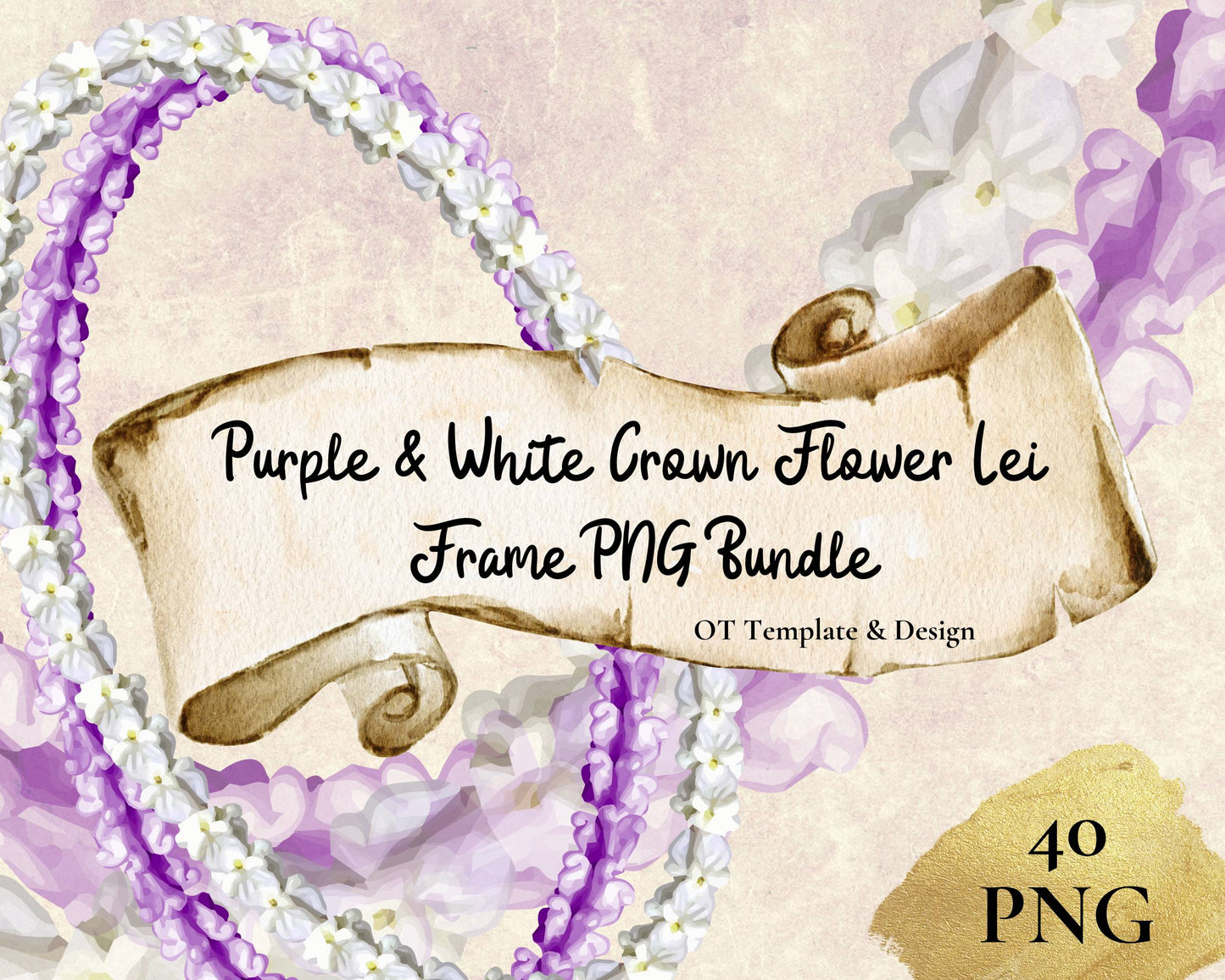 Crown Flower Purple White Lei Frame Bundle