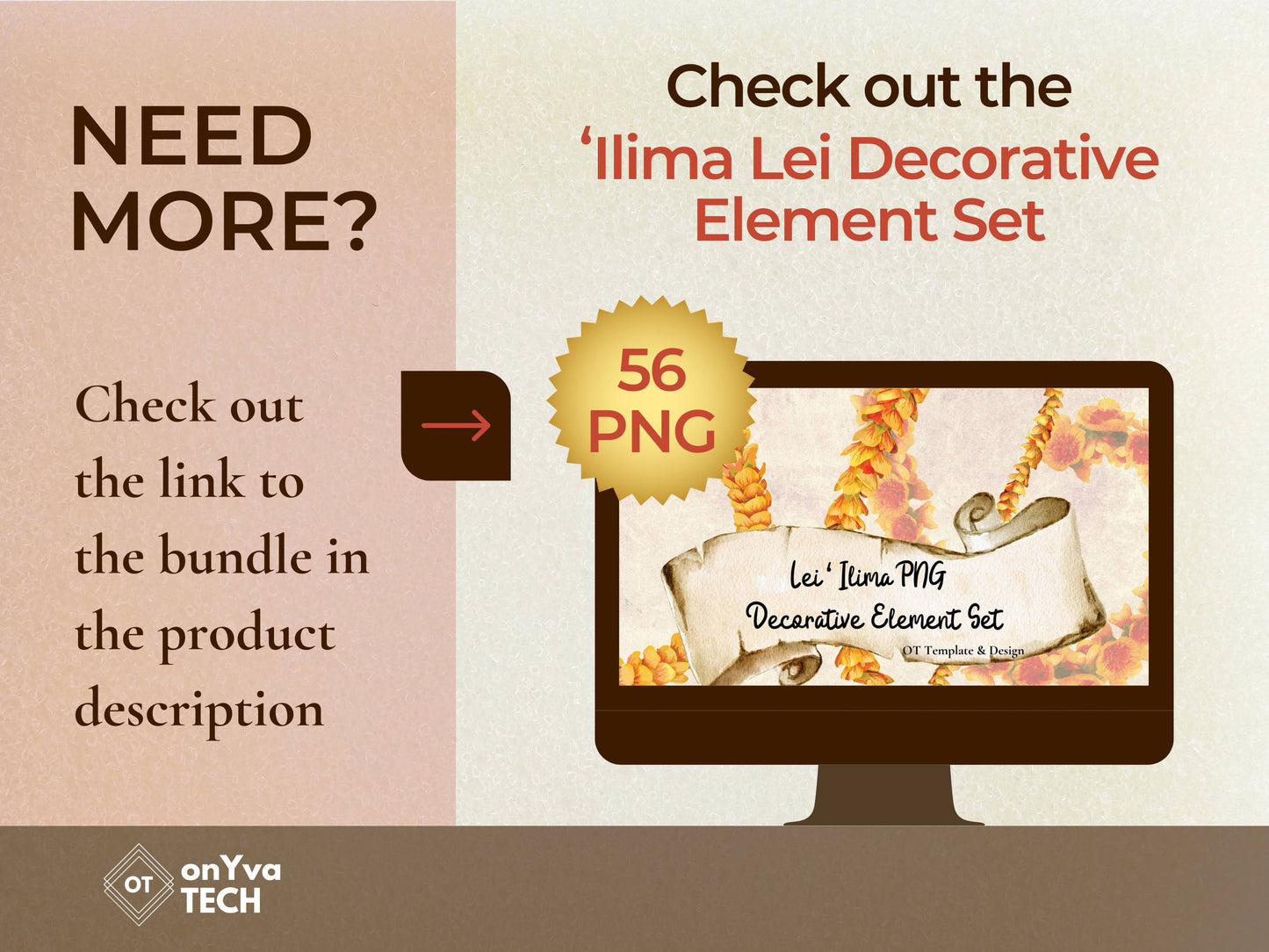 Ilima Lei | Hawaiian PNG Decorative Element Liʻiliʻi Pack | Digital Download