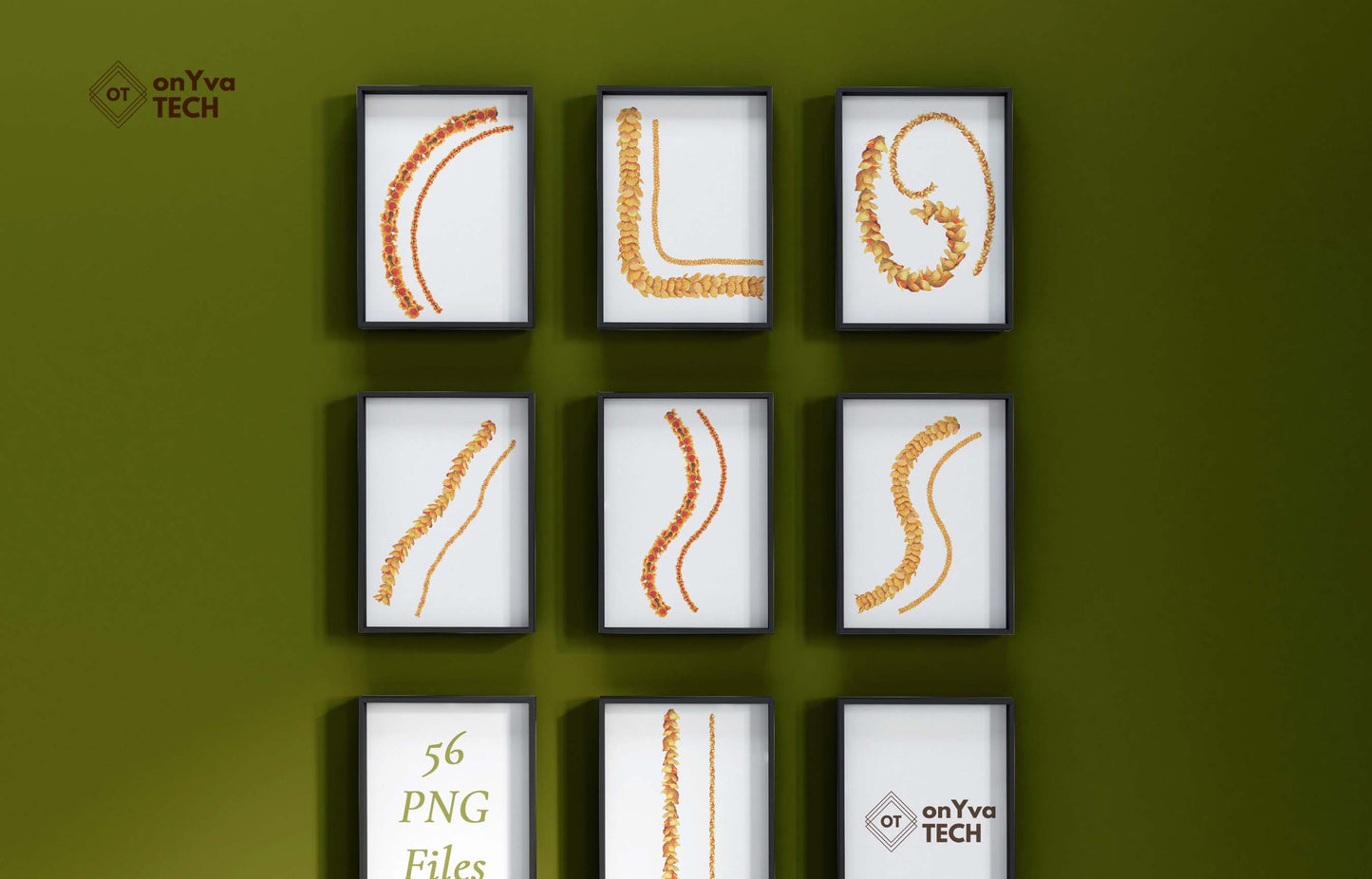 Ilima Lei | Hawaiian PNG Decorative Element Set | Digital Download