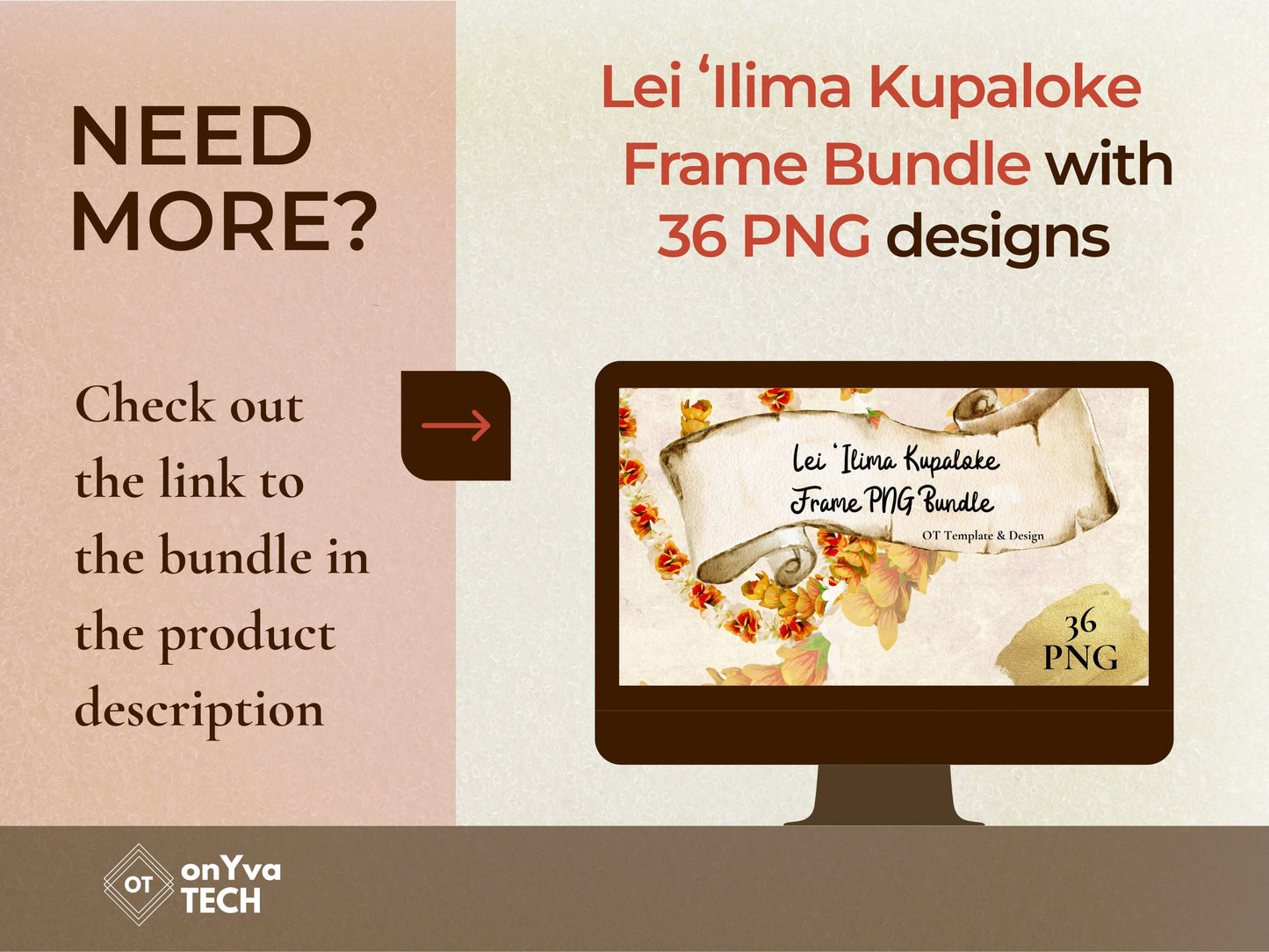 Ilima Tuberose Lei | Hawaiian Frame PNG Liʻiliʻi Pack | Digital Download