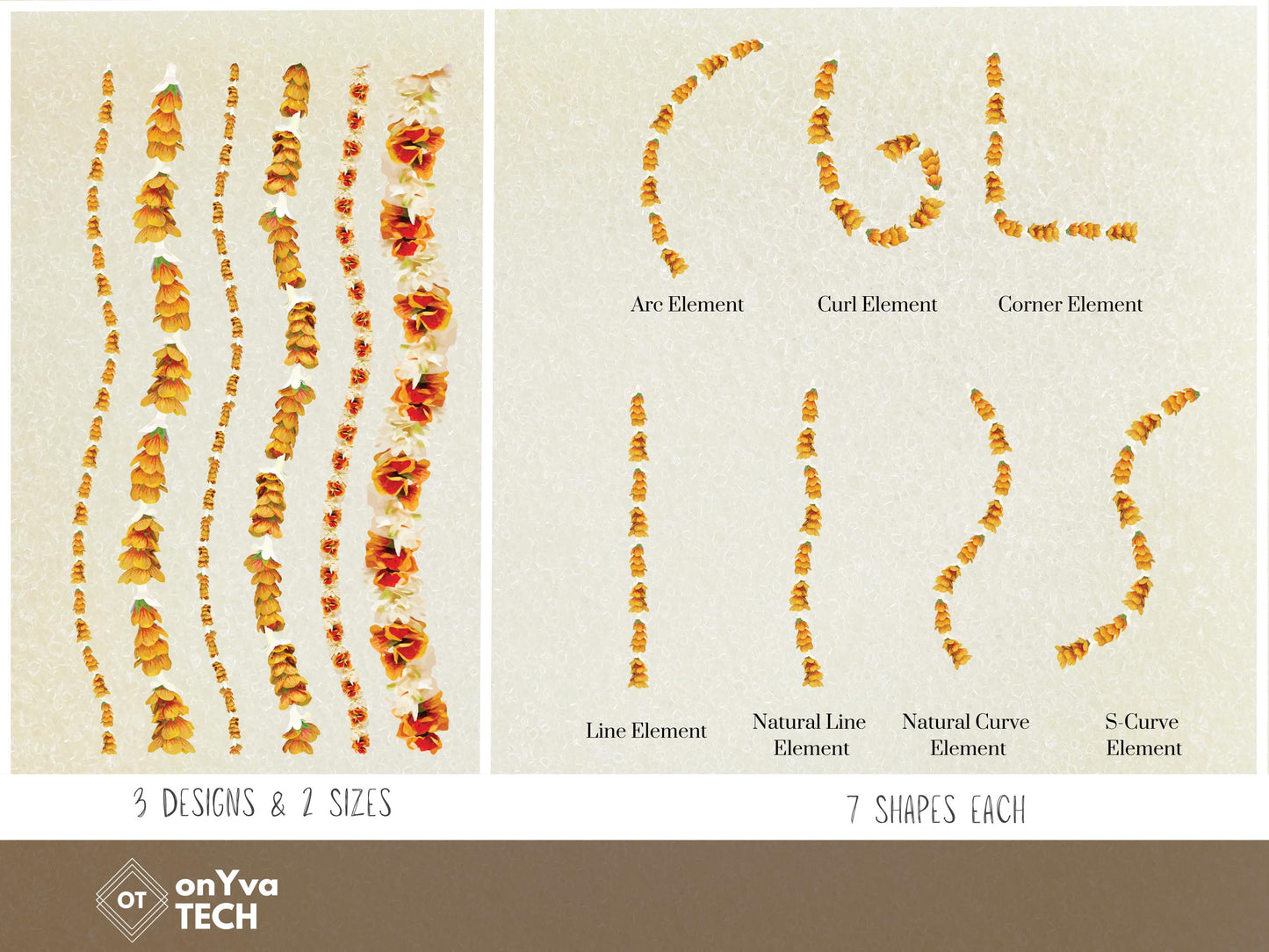 Ilima Tuberose Lei | Hawaiian PNG Decorative Element Set | Digital Download