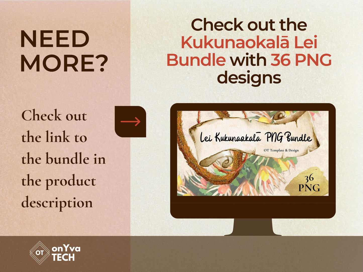 Kukunaokala Lei | Hawaiian Frame PNG Liʻiliʻi Pack | Digital Download