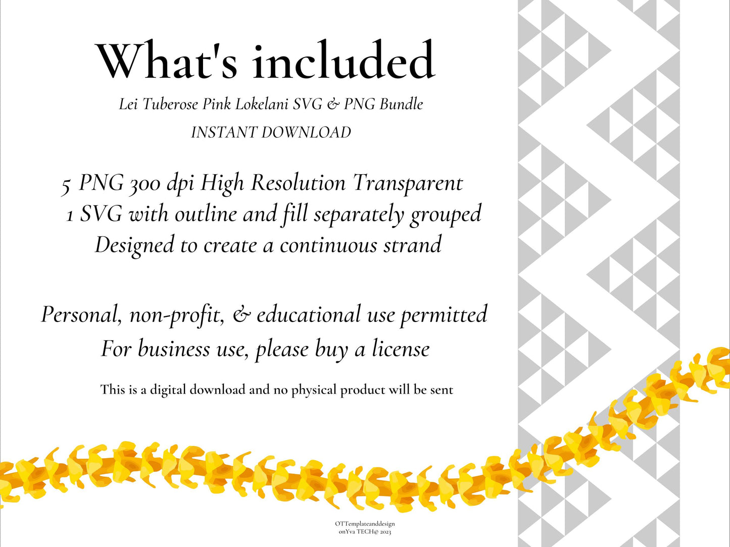 Tuberose Pink Lokelani Lei SVG PNG | Hawaiian Nature Clipart Bundle | Digital Download