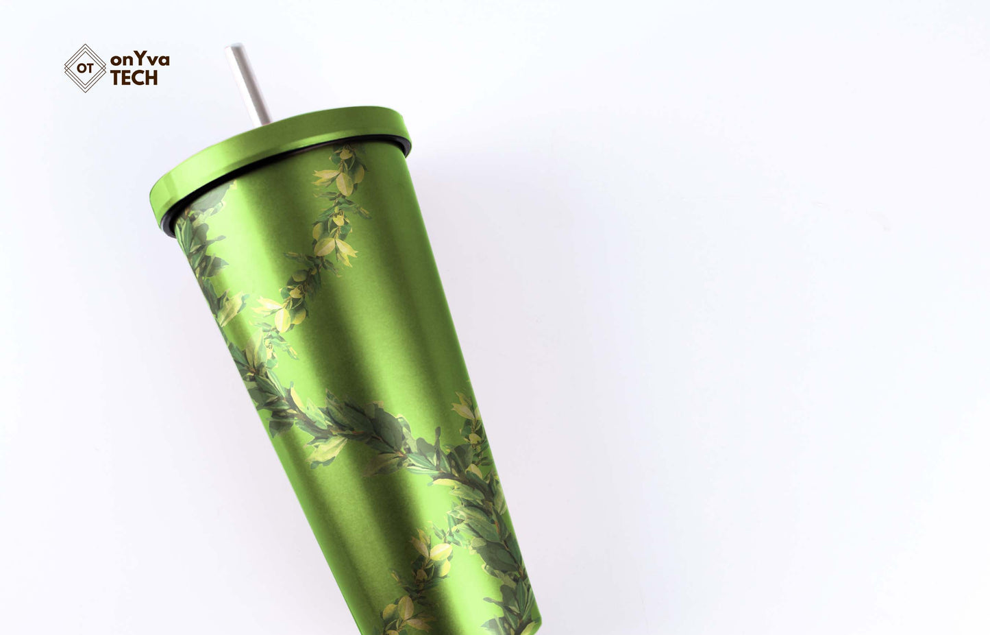 personalized tumbler with a sublimation print of Maile Lei strand going around