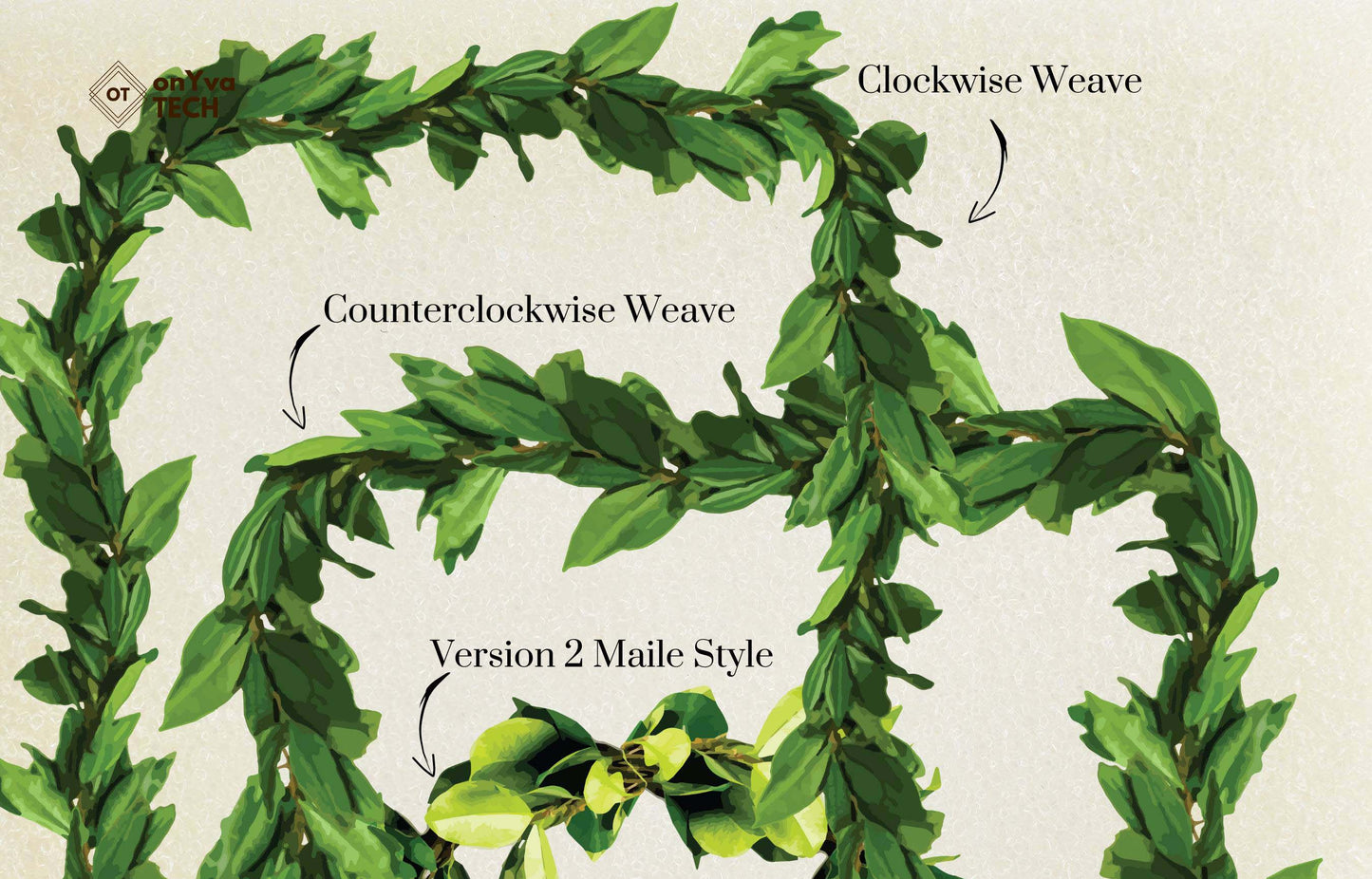 Maile Open Lei | Hawaiian Frame PNG Bundle | Digital Download