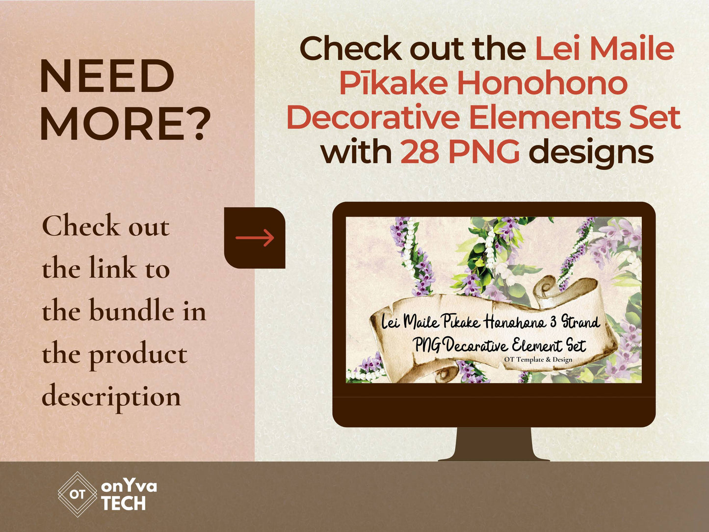 Maile Pikake Honohono 3 Strand Twist Lei | Hawaiian PNG Decorative Element Liʻiliʻi Pack | Digital Download