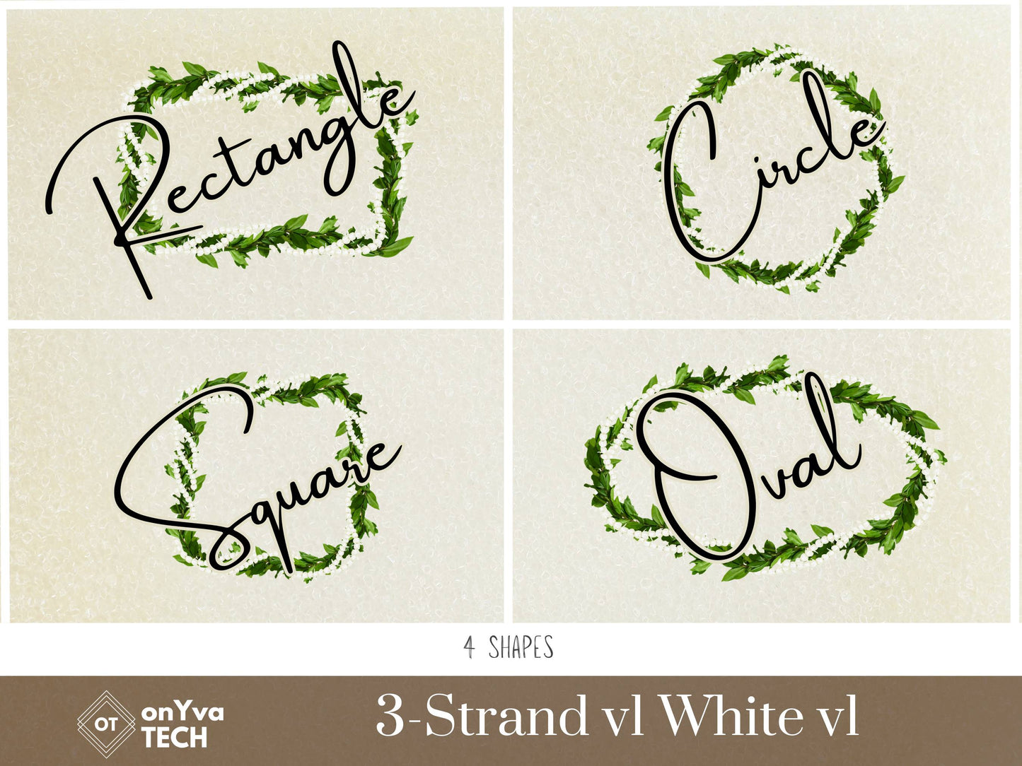 Maile Pikake 3-strand Lei | Hawaiian Frame PNG Liʻiliʻi Pack | Digital Download