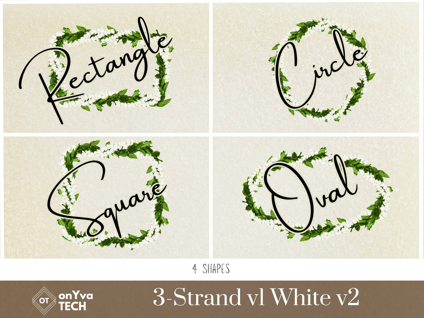 Maile Pikake 3-strand Lei | Hawaiian Frame PNG Liʻiliʻi Pack | Digital Download