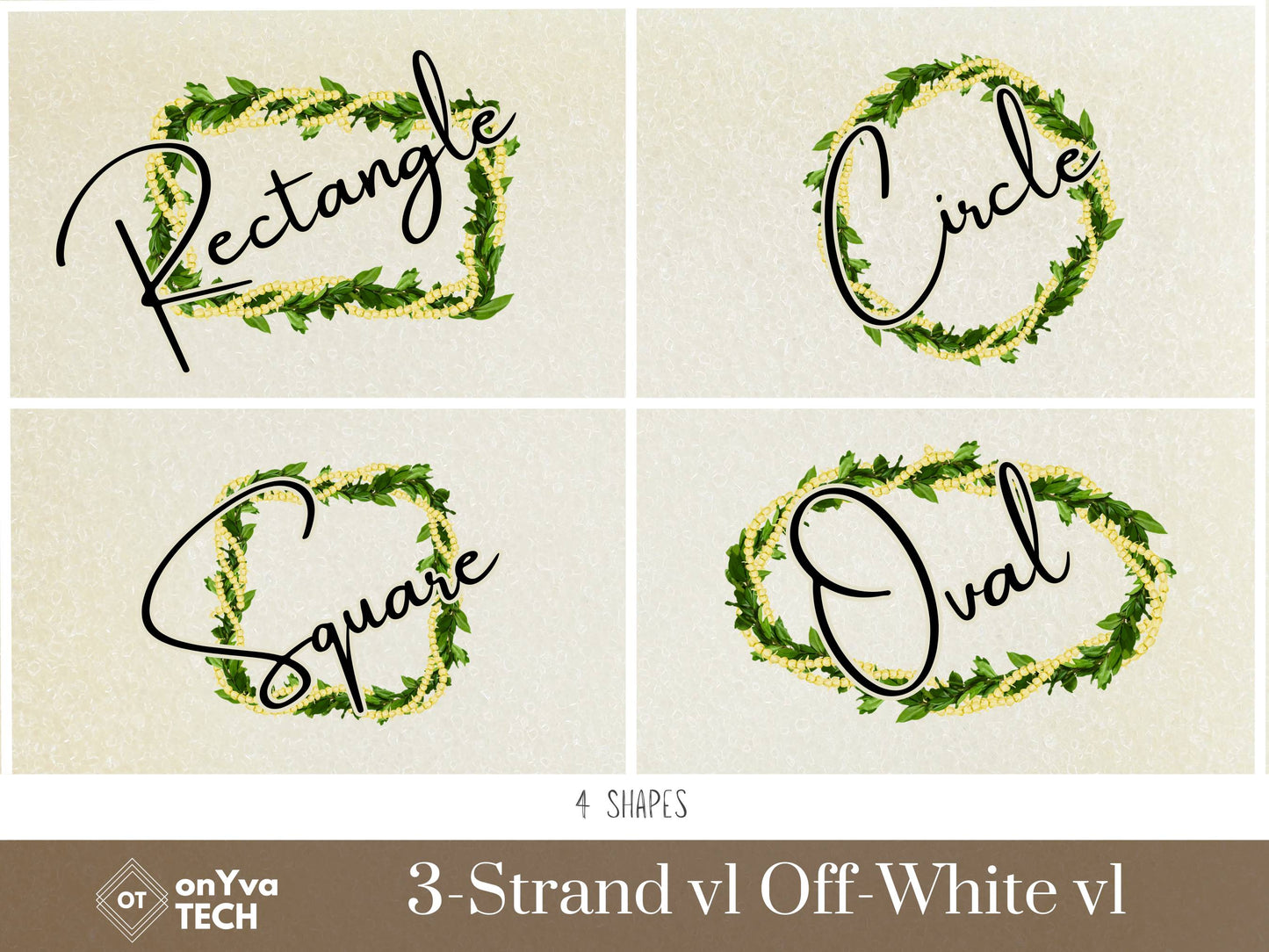 Maile Pikake 3-strand Lei | Hawaiian Frame PNG Liʻiliʻi Pack | Digital Download