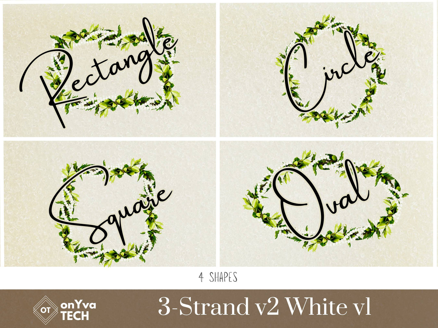 Maile Pikake 3-strand Lei | Hawaiian Frame PNG Liʻiliʻi Pack | Digital Download