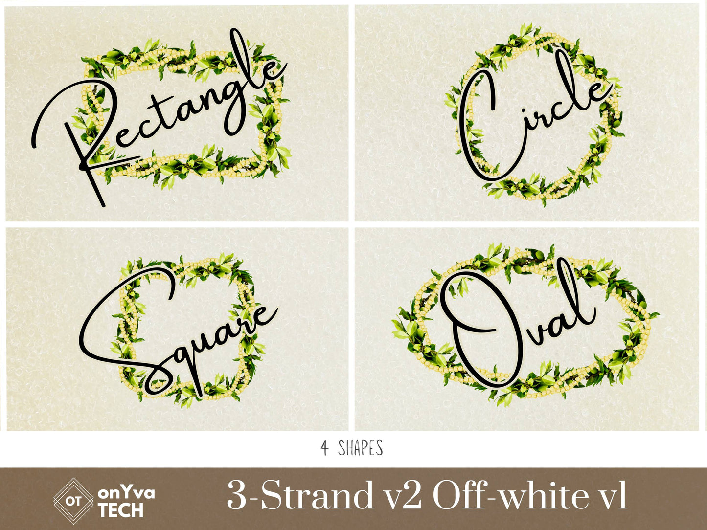 Maile Pikake 3-strand Lei | Hawaiian Frame PNG Liʻiliʻi Pack | Digital Download