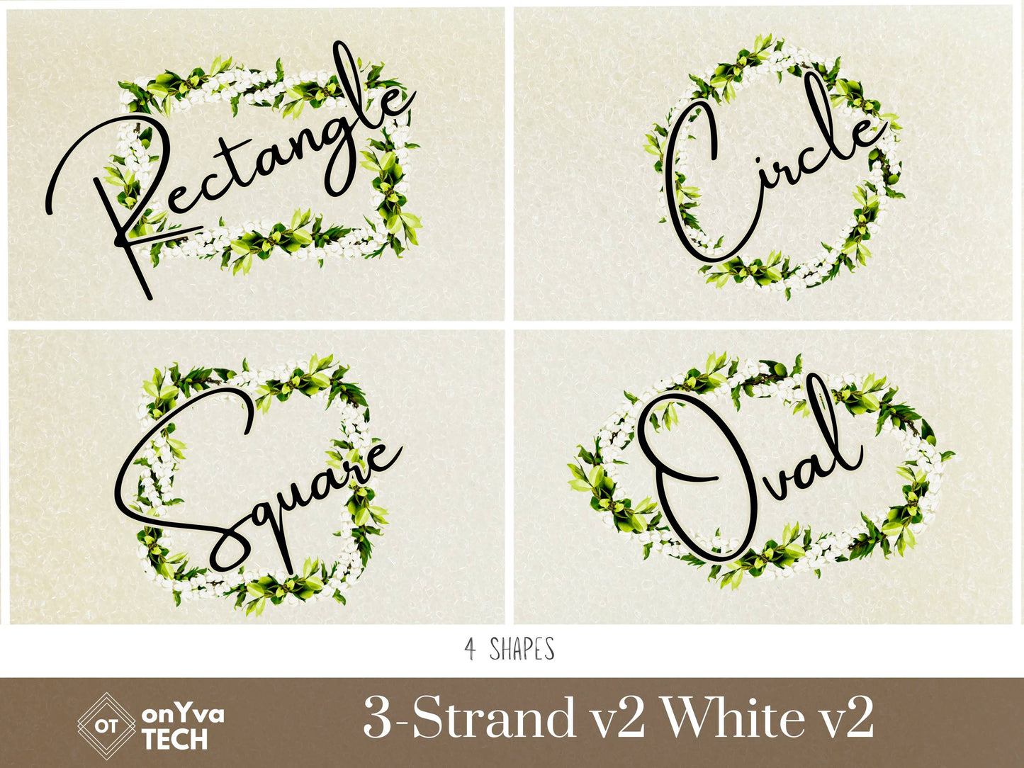 Maile Pikake 3-strand Lei | Hawaiian Frame PNG Liʻiliʻi Pack | Digital Download