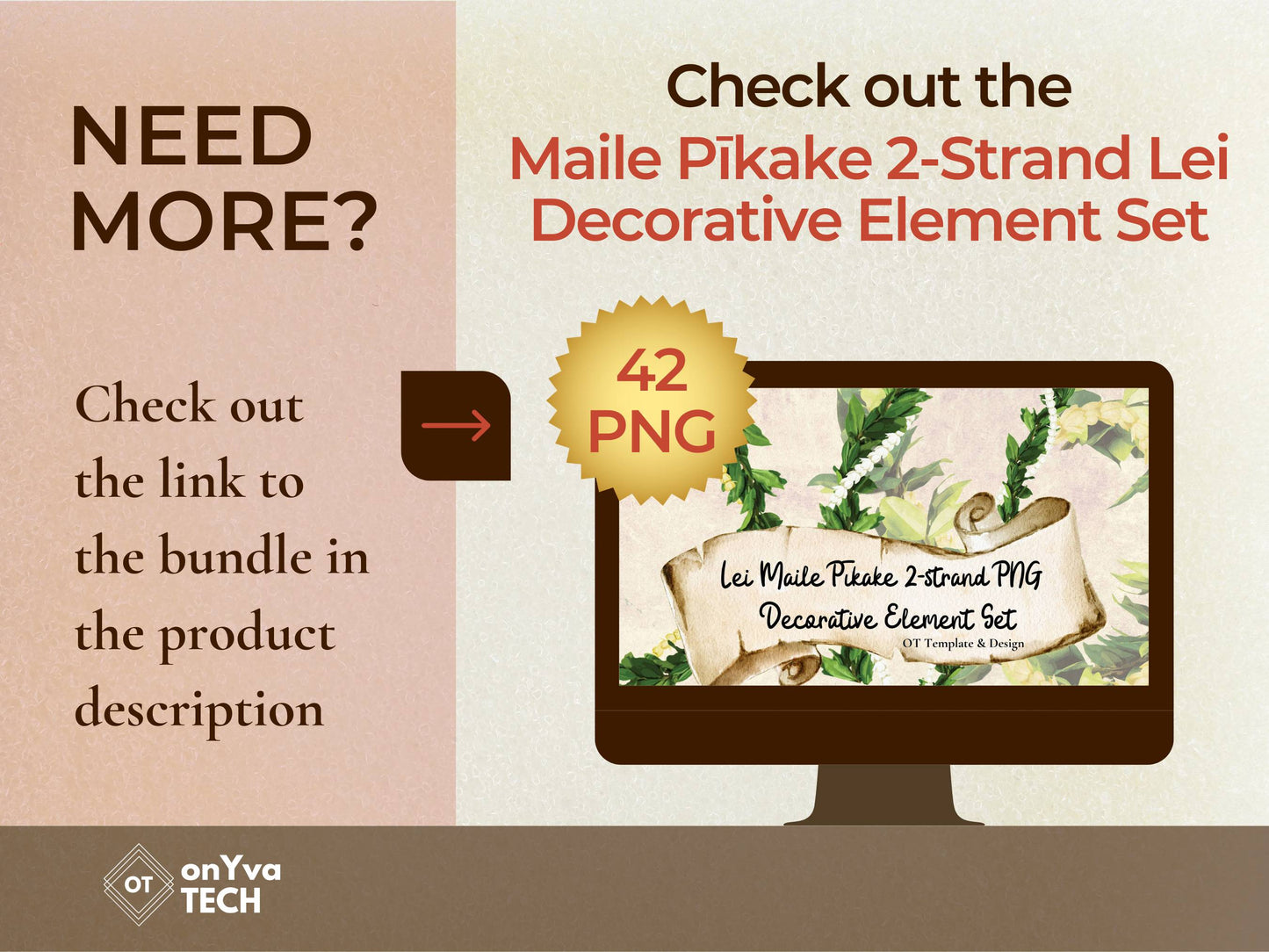Maile Pikake 2-strand Lei | Hawaiian PNG Decorative Element Liʻiliʻi Pack | Digital Download