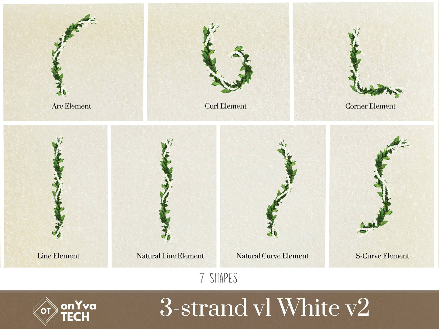 Maile Pikake 3-strand Lei | Hawaiian PNG Decorative Element Liʻiliʻi Pack | Digital Download