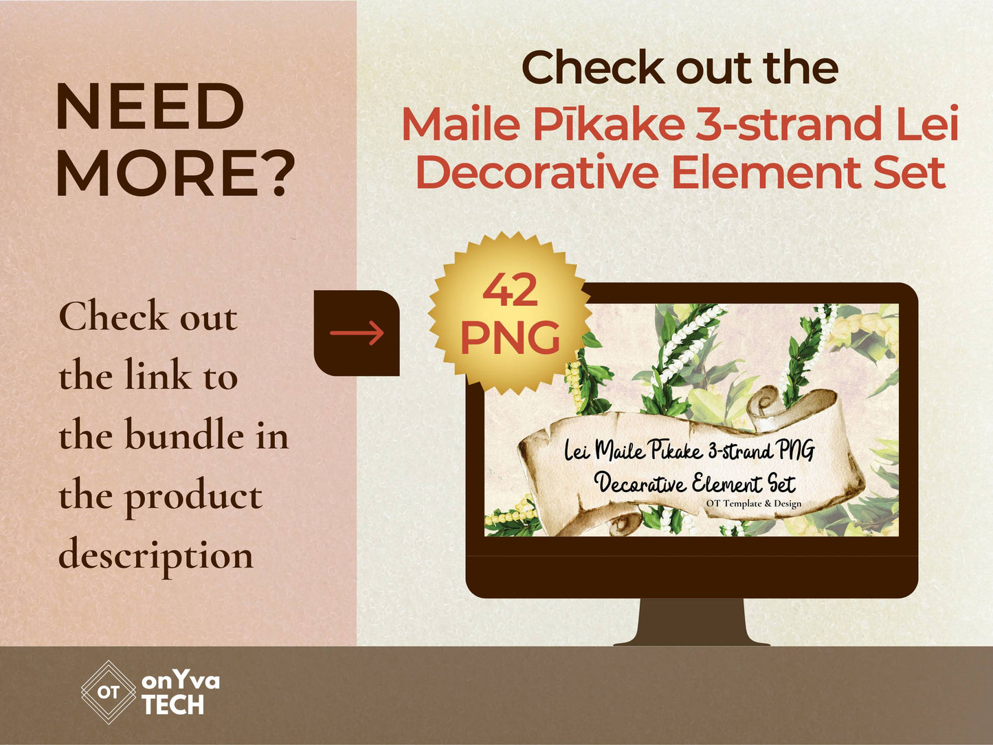 Maile Pikake 3-strand Lei | Hawaiian PNG Decorative Element Liʻiliʻi Pack | Digital Download