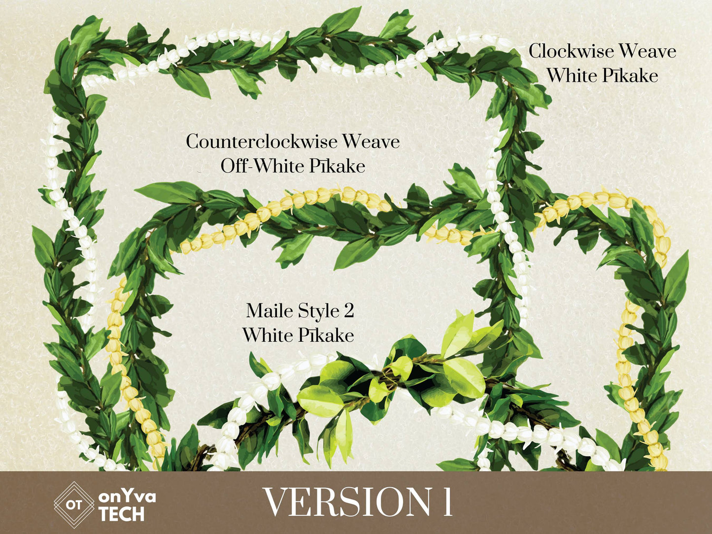 Maile Pikake 2-strand Open Lei | Hawaiian Frame PNG Bundle | Digital Download