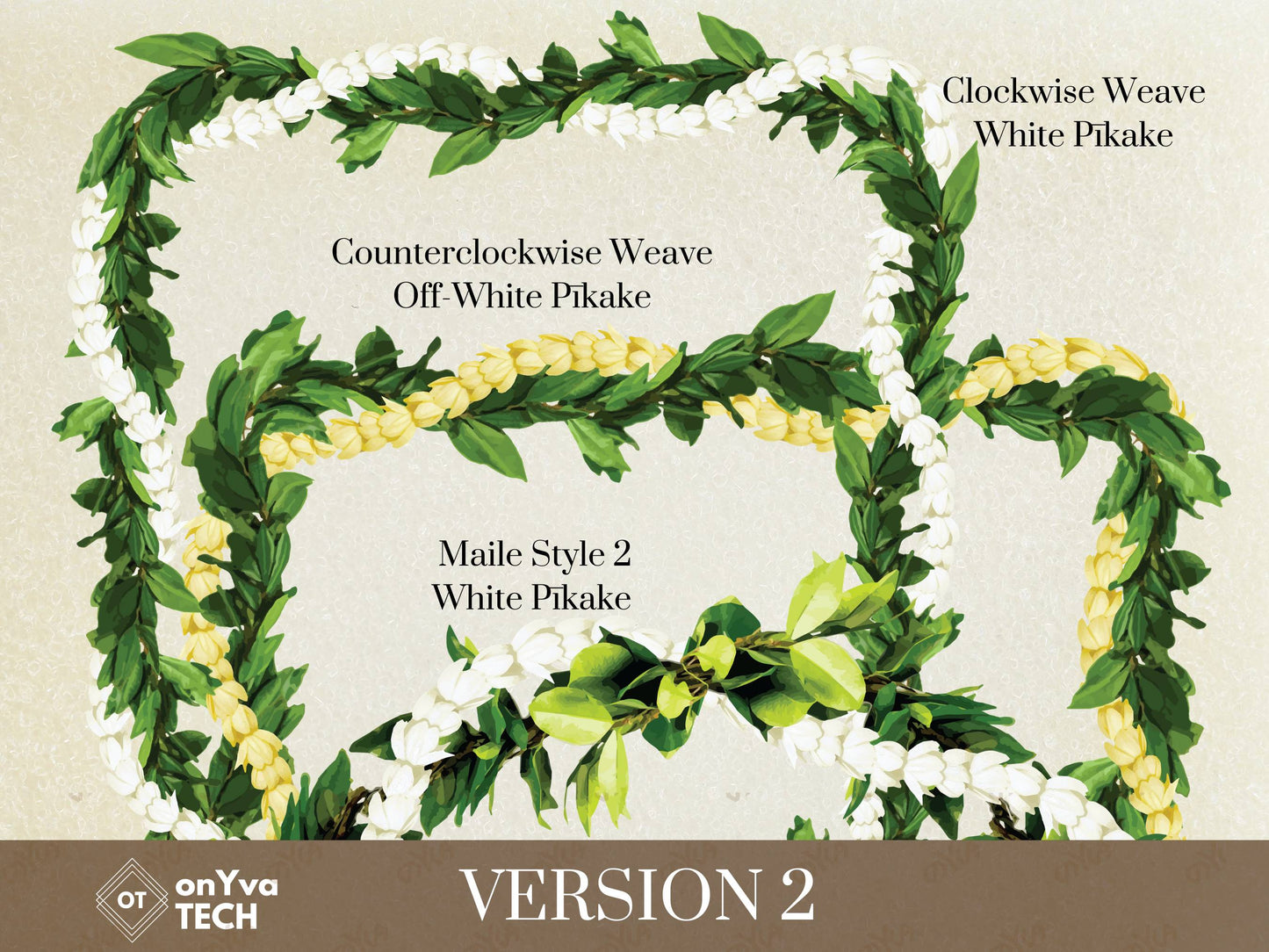 Maile Pikake 2-strand Open Lei | Hawaiian Frame PNG Bundle | Digital Download