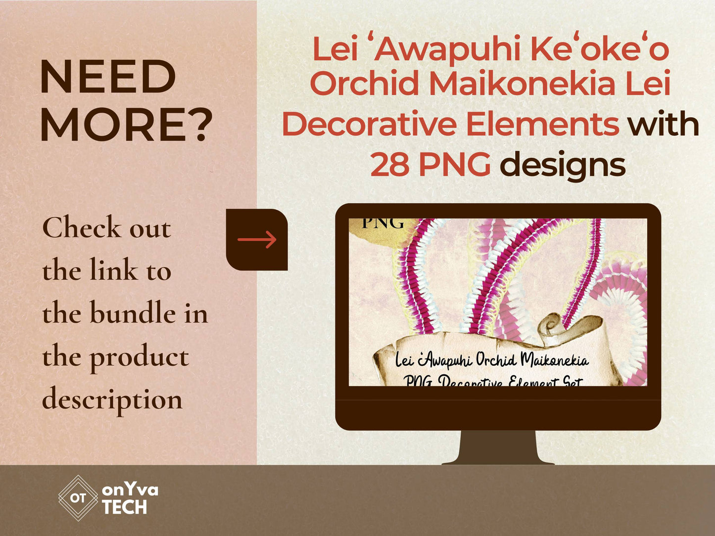 Micronesian Ginger Orchid Lei | Hawaiian PNG Decorative Element Liʻiliʻi Pack | Digital Download