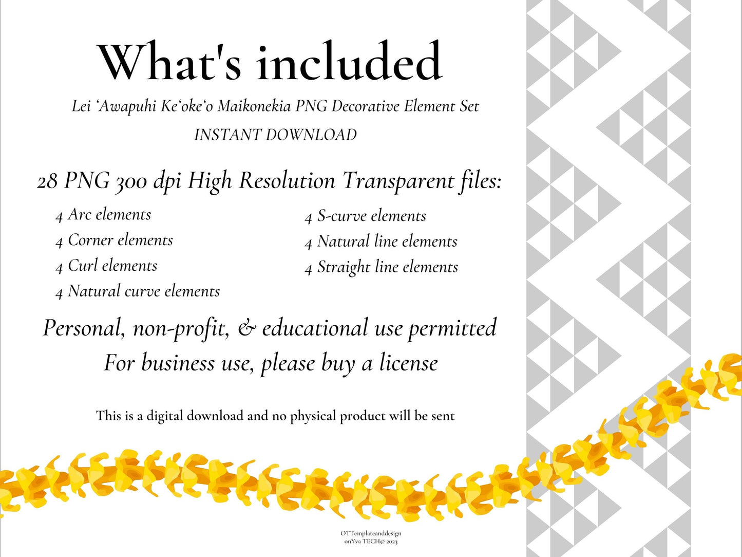 Micronesian Ginger Orchid Lei | Hawaiian PNG Decorative Element Set | Digital Download