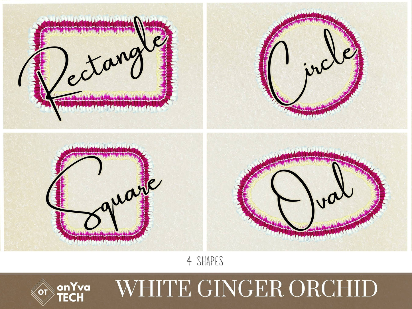 Micronesian White Ginger Purple Orchid Lei | Hawaiian Frame PNG Liʻiliʻi Pack | Digital Download