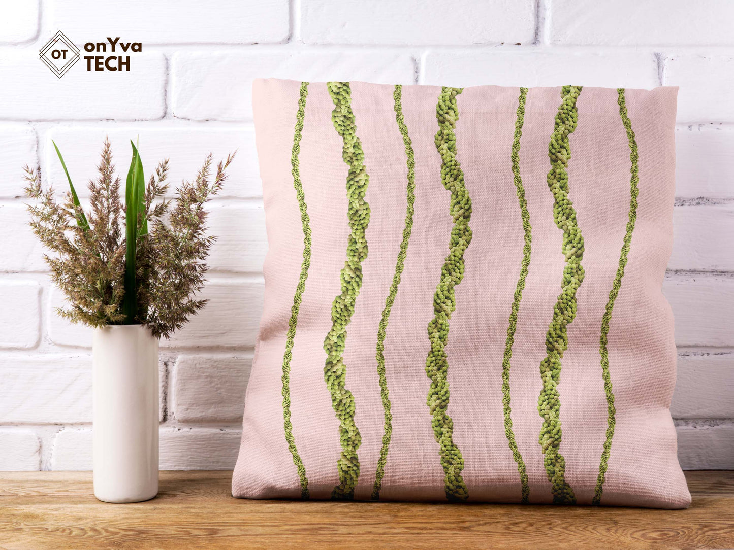 personalized pillow sublimation printed with Mokihana Double 3 Strand Twist Lei naturally curved PNG going across