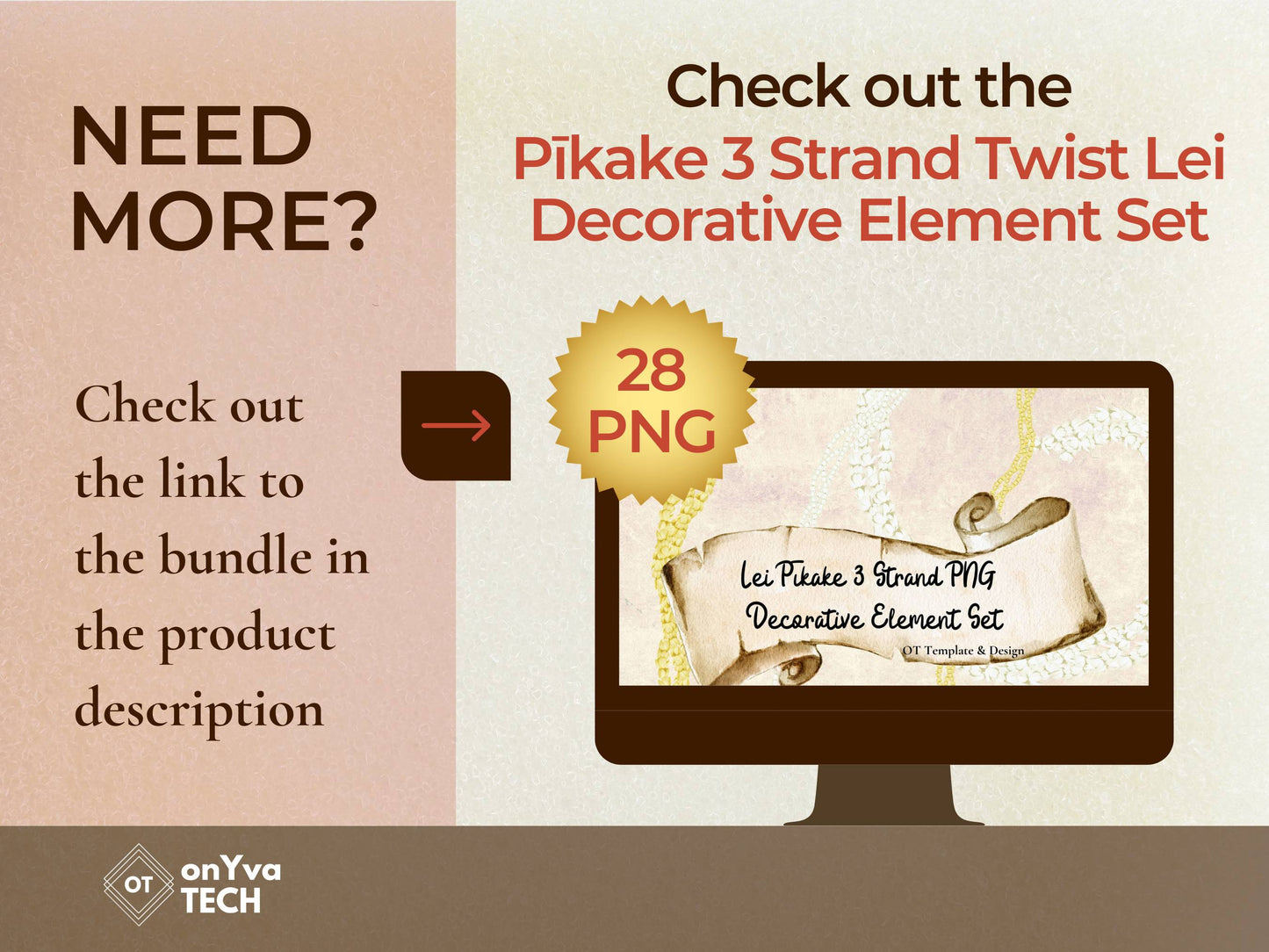 Pikake 3 Strand Twist Lei | Hawaiian PNG Decorative Element Liʻiliʻi Pack | Digital Download
