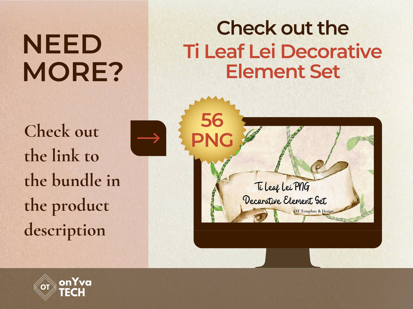 Ti Leaf Lei | Hawaiian PNG Decorative Element Liʻiliʻi Pack | Digital Download