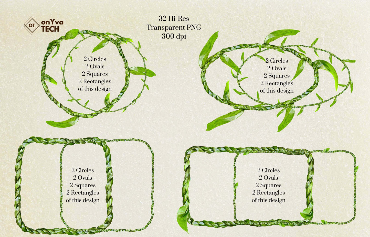 Ti Leaf Lei | Hawaiian Frame PNG Bundle | Digital Download