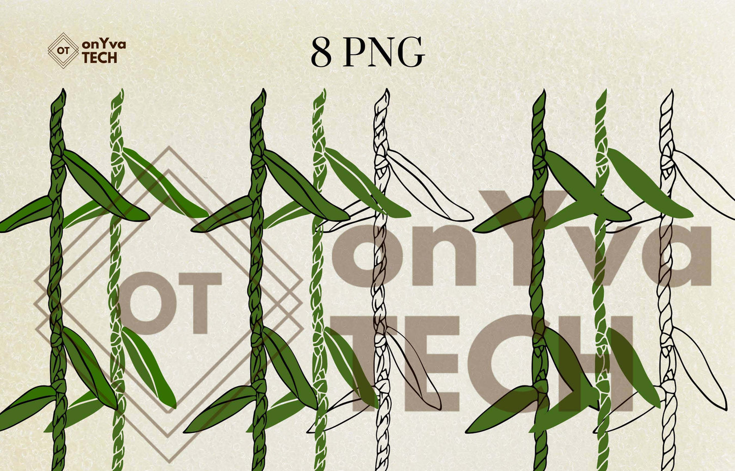 Ti Leaf Lei SVG PNG | Hawaiian Nature Clipart Bundle | Digital Download | v1