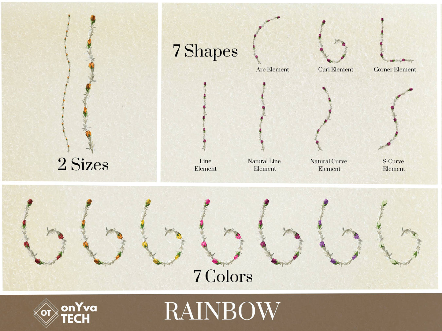 Tuberose Lokelani Lei | Rainbow Hawaiian PNG Decorative Element Set | Digital Download
