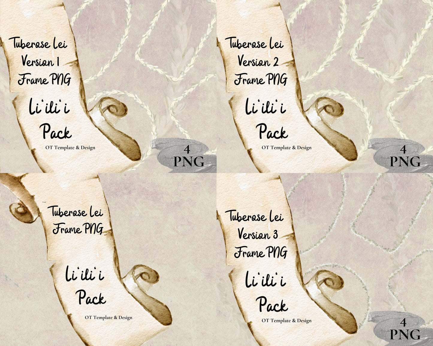 Tuberose Lei | Hawaiian Frame PNG Liʻiliʻi Pack | Digital Download