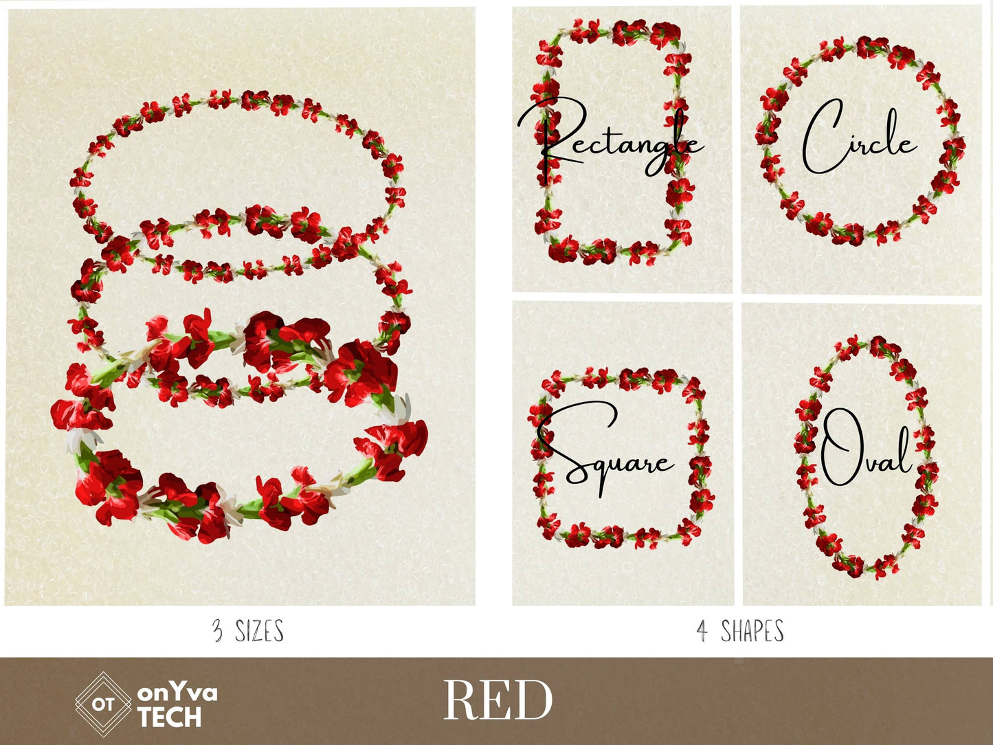 Tuberose Carnation Lei | Hawaiian Frame PNG Bundle | Digital Download