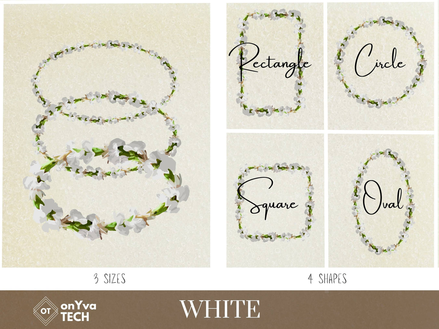 Tuberose Carnation Lei | Hawaiian Frame PNG Bundle | Digital Download
