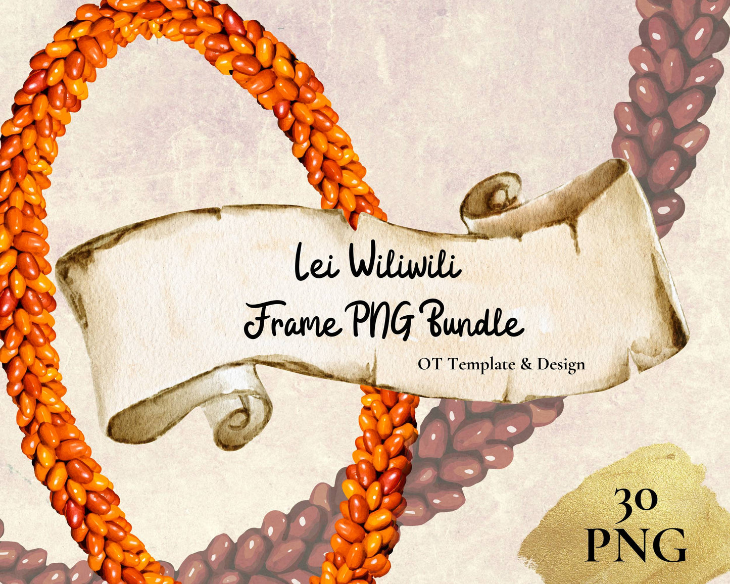Wiliwili Seed Lei | Hawaiian Frame PNG Bundle | Digital Download
