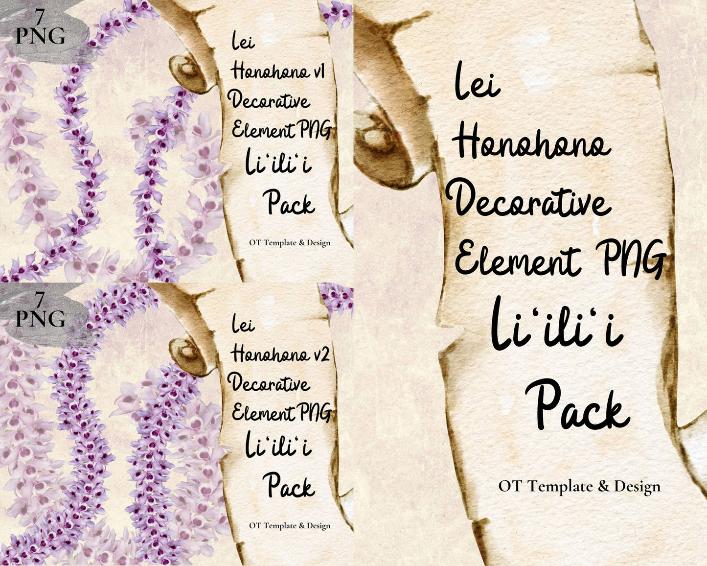 Honohono Orchid Lei | Hawaiian PNG Decorative Element Liʻiliʻi Pack | Digital Download