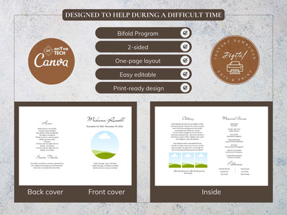 Hawaiian Funeral Program | Lei Puakenikeni Strand | Canva Template | Digital Download