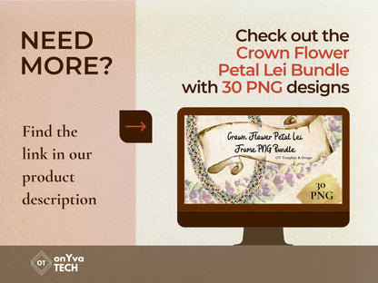 Crown Flower Petal Lei | Hawaiian Frame PNG Liʻiliʻi Pack | Digital Download
