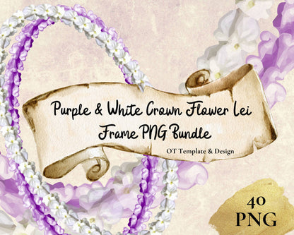 Crown Flower Purple White Lei Frame Bundle