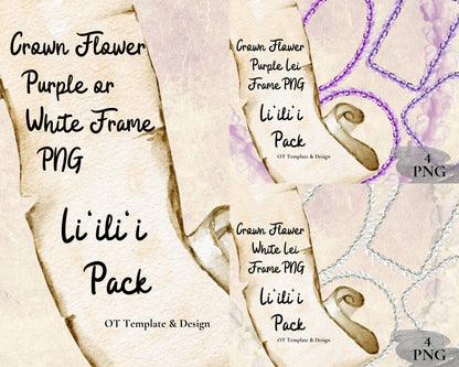 Crown Flower Purple Lei Frame PNG LP