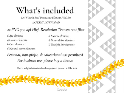 Wiliwili Seed Lei | Hawaiian PNG Decorative Element Set | Digital Download