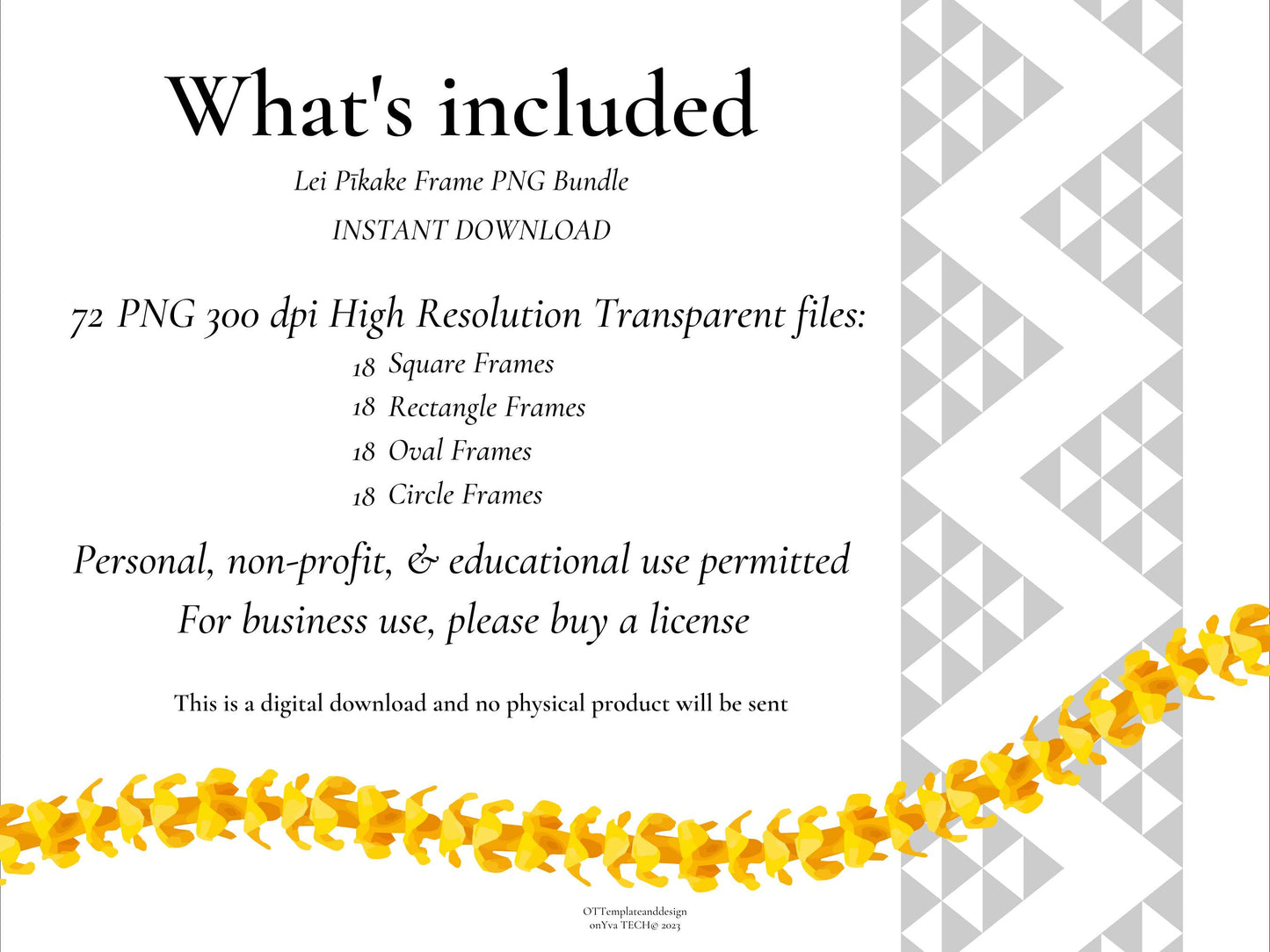 Pikake Lei | Hawaiian Frame PNG Bundle | Digital Download