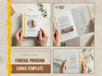 Hawaiian Funeral Program | Lei Puakenikeni Strand | Canva Template | Digital Download