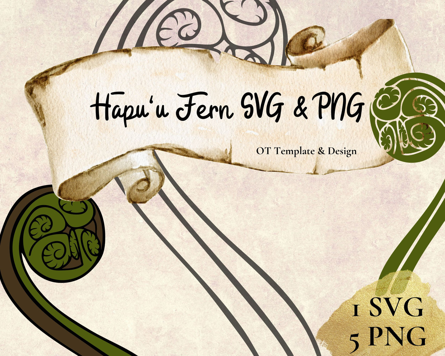 Hapuu Fern Hawaii Tree Unfurled Frond SVG PNG | Hawaiian Nature Clipart Bundle | Digital Download