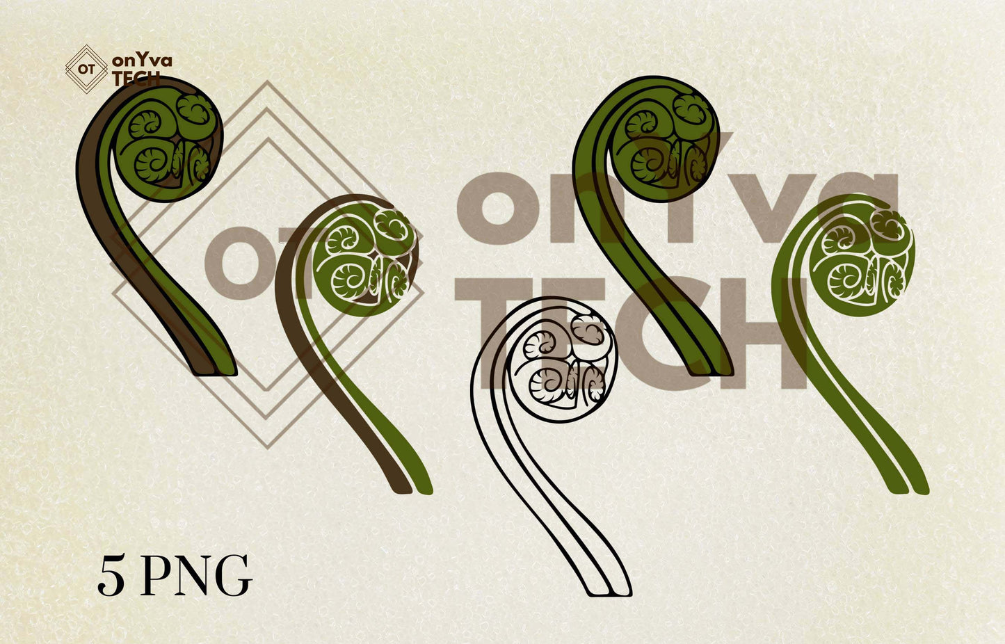 Hapuu Fern Hawaii Tree Unfurled Frond SVG PNG | Hawaiian Nature Clipart Bundle | Digital Download