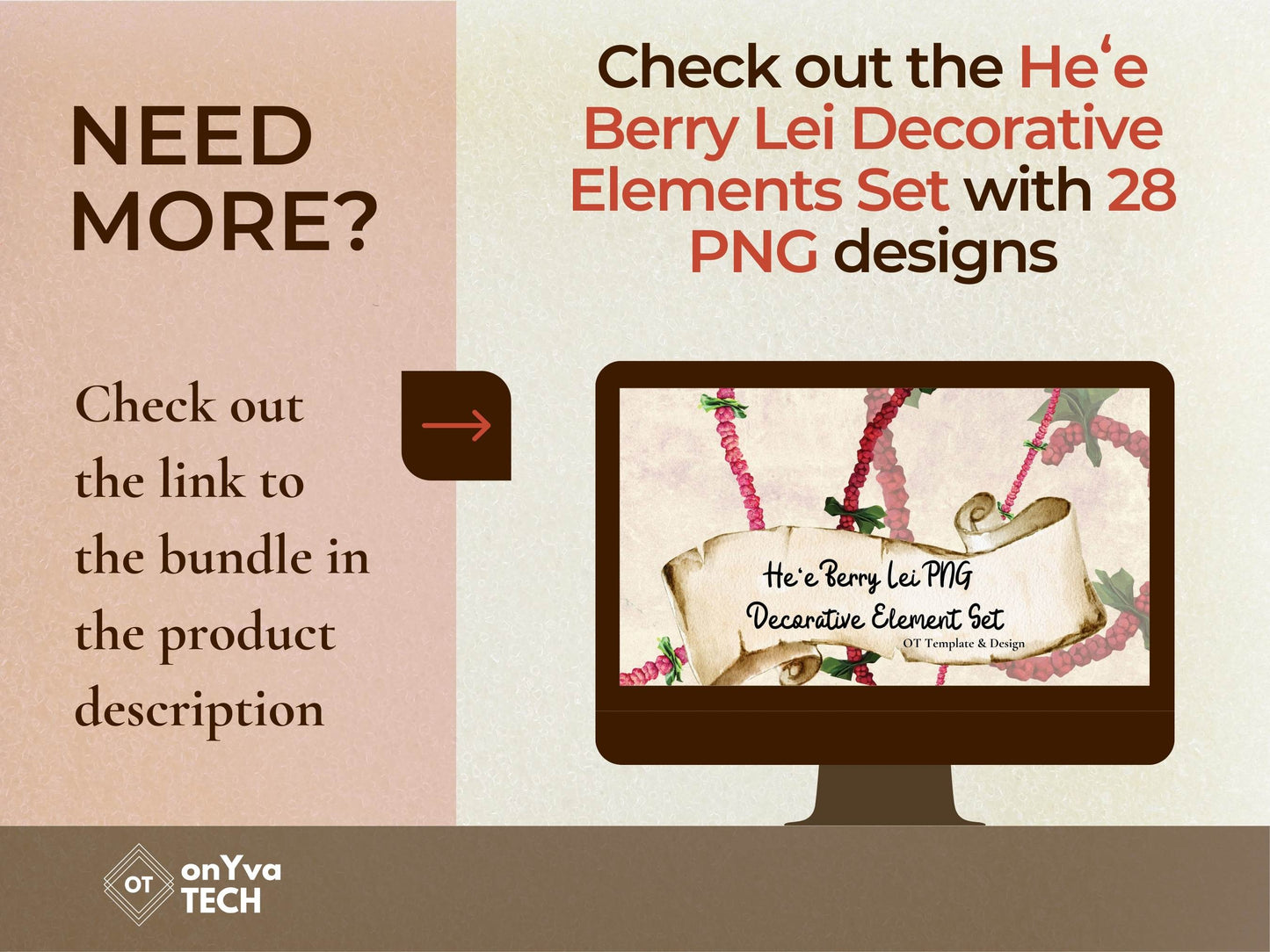 Hee Berry Lei | Hawaiian PNG Decorative Element Liʻiliʻi Pack | Digital Download