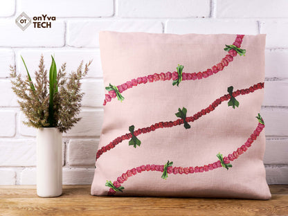 personalized pillow sublimation printed with 3 Hee Berry Lei naturally curved PNG going across 