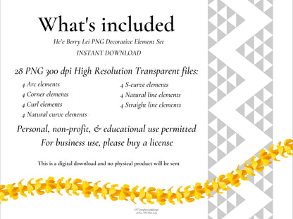 Hee Berry Lei | Hawaiian PNG Decorative Element Set | Digital Download