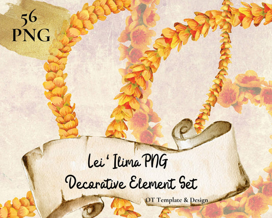 Ilima Lei Hawaiian Frame PNG Bundle Digital Download