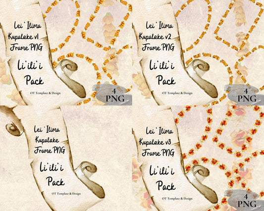 Ilima Tuberose Lei | Hawaiian Frame PNG Liʻiliʻi Pack | Digital Download