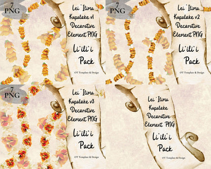 Ilima Tuberose Lei | Hawaiian PNG Decorative Element Liʻiliʻi Pack | Digital Download